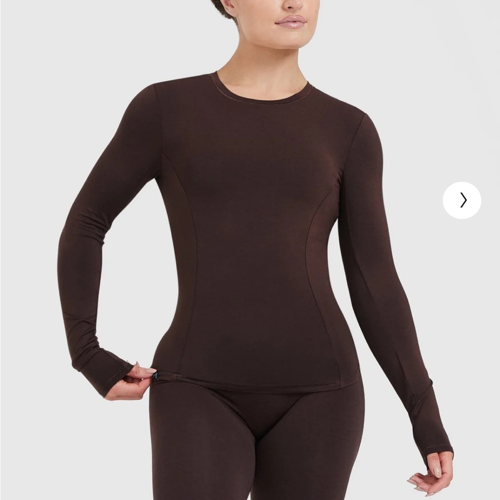 NWT Oner Active MELLOW SOFT LONG SLEEVE TOP 70% Cocoa S